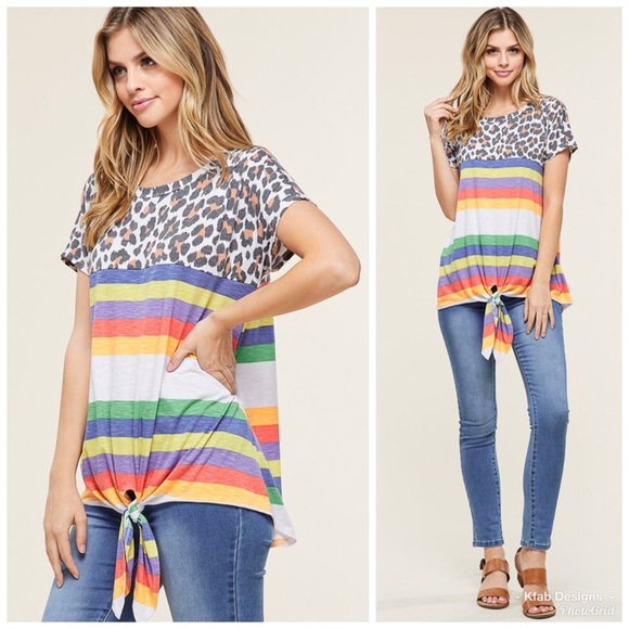 ❤️LAST 1! Color Block 🌈 Front Tie Top! - Picture 8 of 8